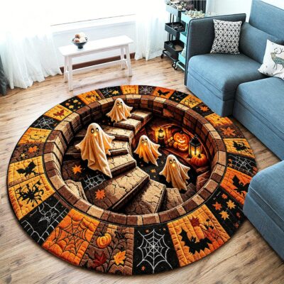 3D Halloween Ghost Staircase Gothic Horror Rug