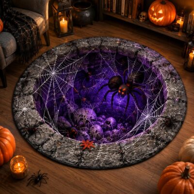 3D Halloween Spider Cave Deep Hole Rug