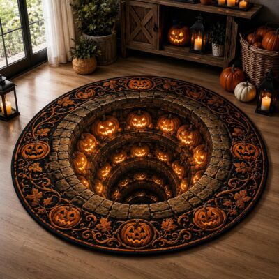 3D Halloween Jack O Lantern Haunted Rug
