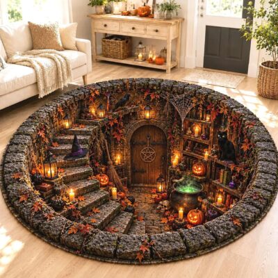 3D Halloween Witch Cellar Haunted Dungeon Rug